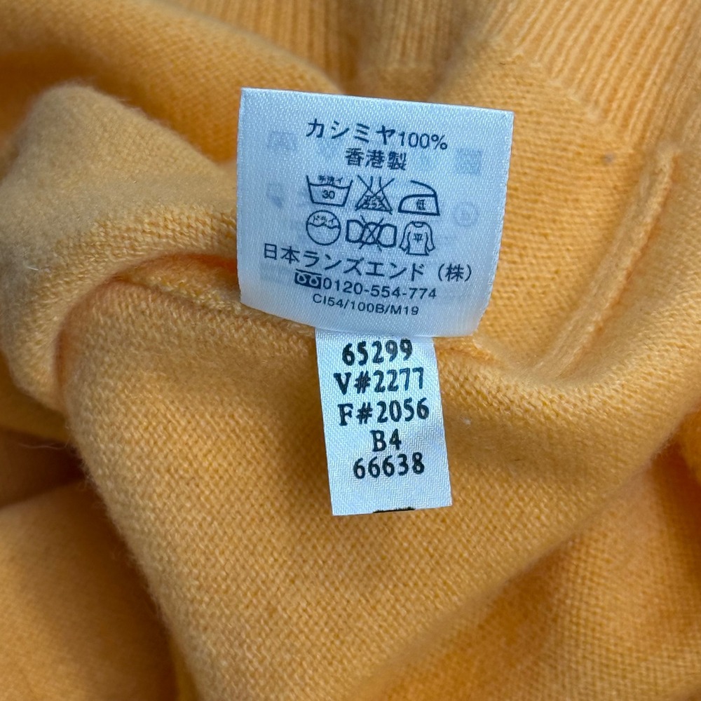 Lands' End V-Neck Sweater 100% Cashmere Vintage Preppy Quiet Luxury Orange L/P - Picture 11 of 11